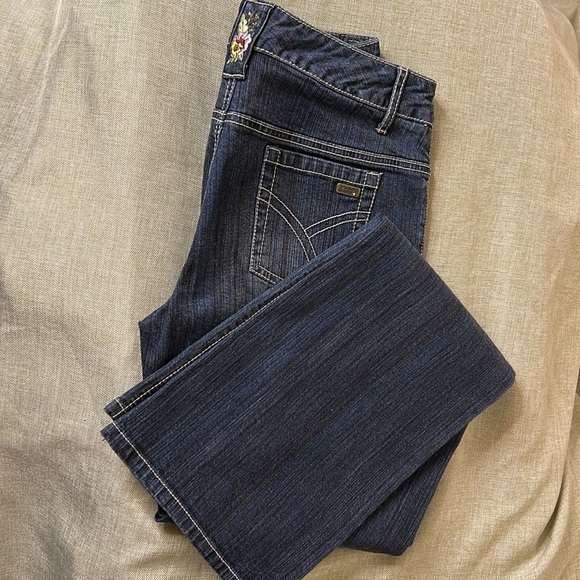 Point Zero VGUC jeans striped. Embroidery and beads on belt loops. Size 3. - Picture 2 of 16